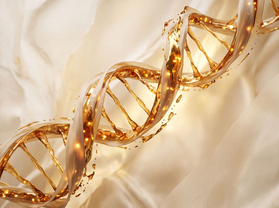 Abstract DNA helix in warm gold tones